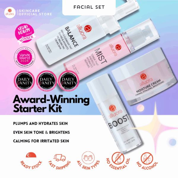 Alluora Starter Kit: Balance Cleanser, Mist Toner, Boost Serum, Moisture Cream