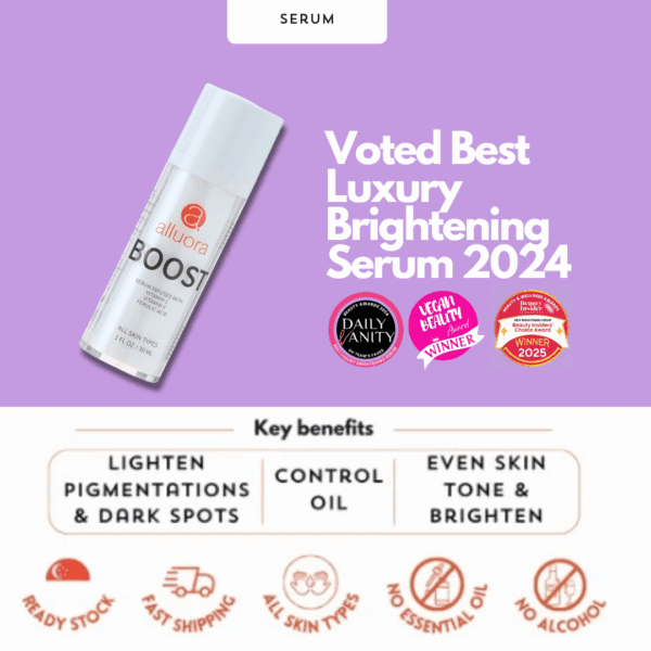 Brightening Serum by Alluora, luxury skincare for radiant skin, award-winning and vegan-friendly.