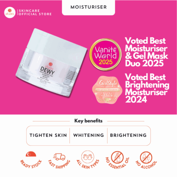Moisturizer for all skin types with brightening, whitening, and tightening benefits from Alluora.
