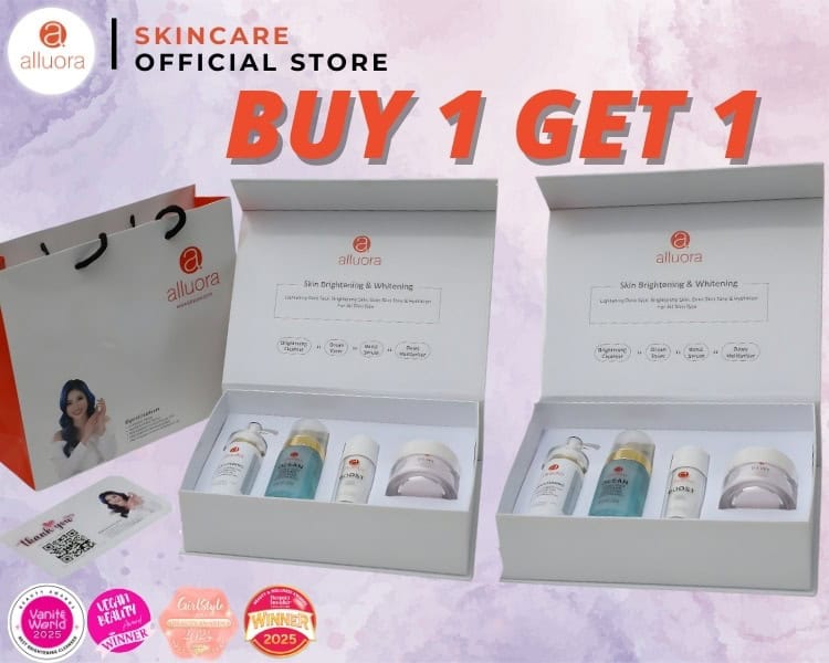 SEO optimized skincare set for brightening and whitening skin, buy 1 get 1 free offer from Alluora.