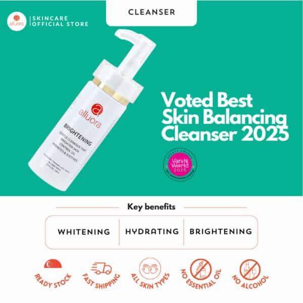 Voted best skin balancing cleanser 2025 - Alluora Brightening Gentle Cleanser for all skin types.