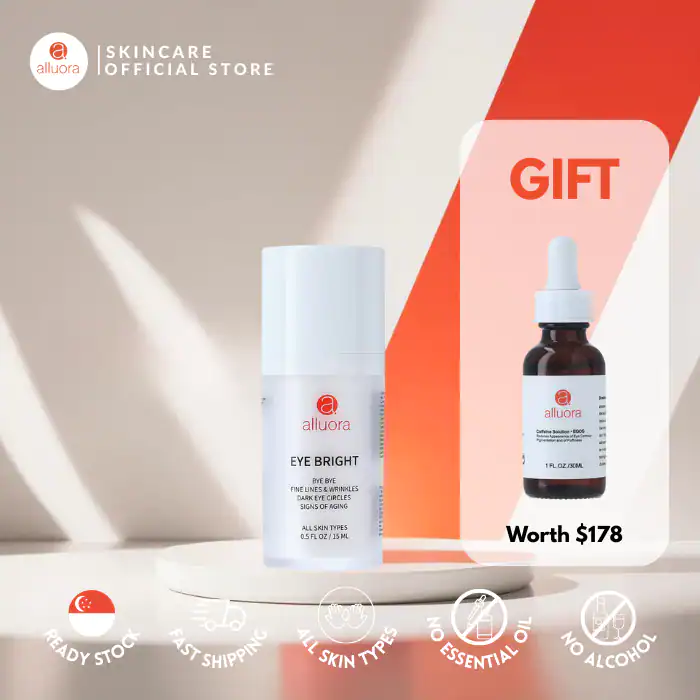 Brightening eye serum for fine lines and wrinkles, suitable for all skin types.