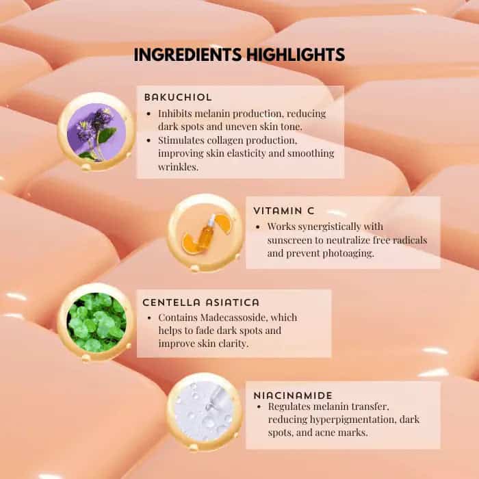 Vitamin C serum texture for reducing dark spots and improving skin brightness