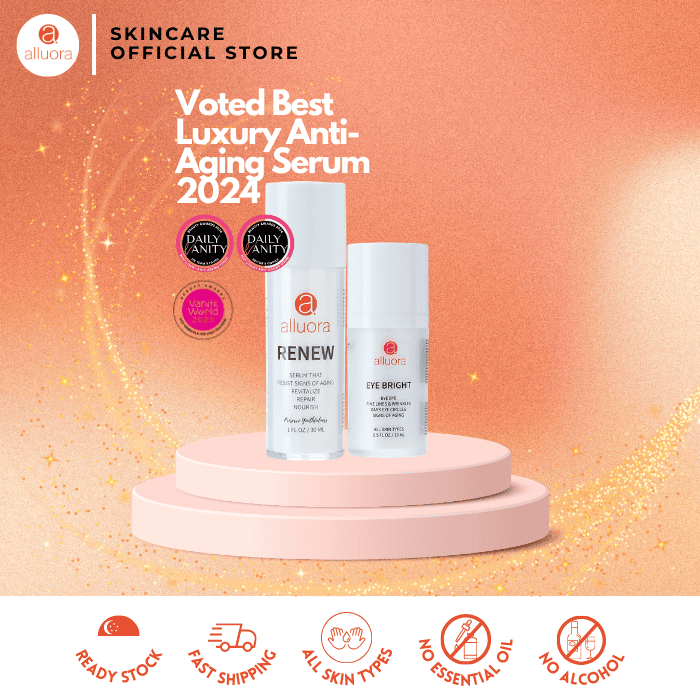 Luxury anti-aging serum by Alluora, voted best in 2024 for youthful skin.