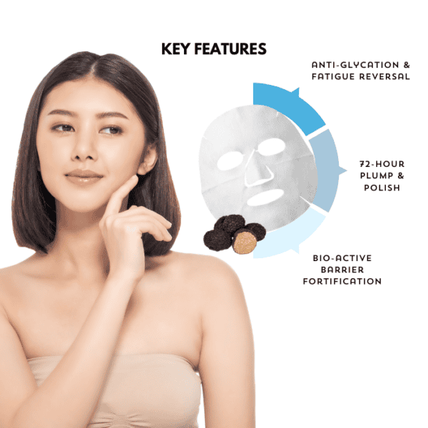 Woman with clear skin applying facial mask for skincare benefits.