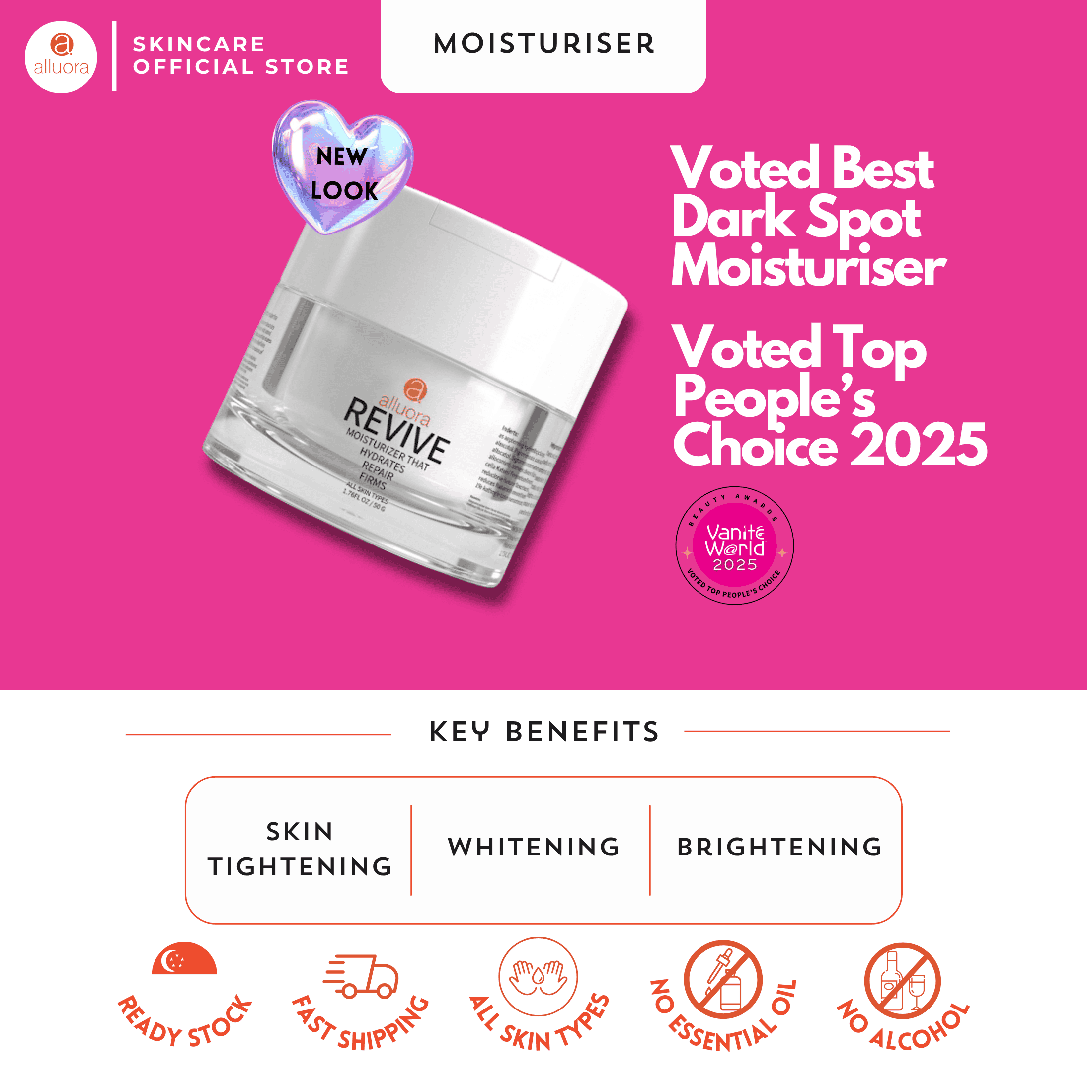 Dark spot moisturizer for even skin tone and brightening.