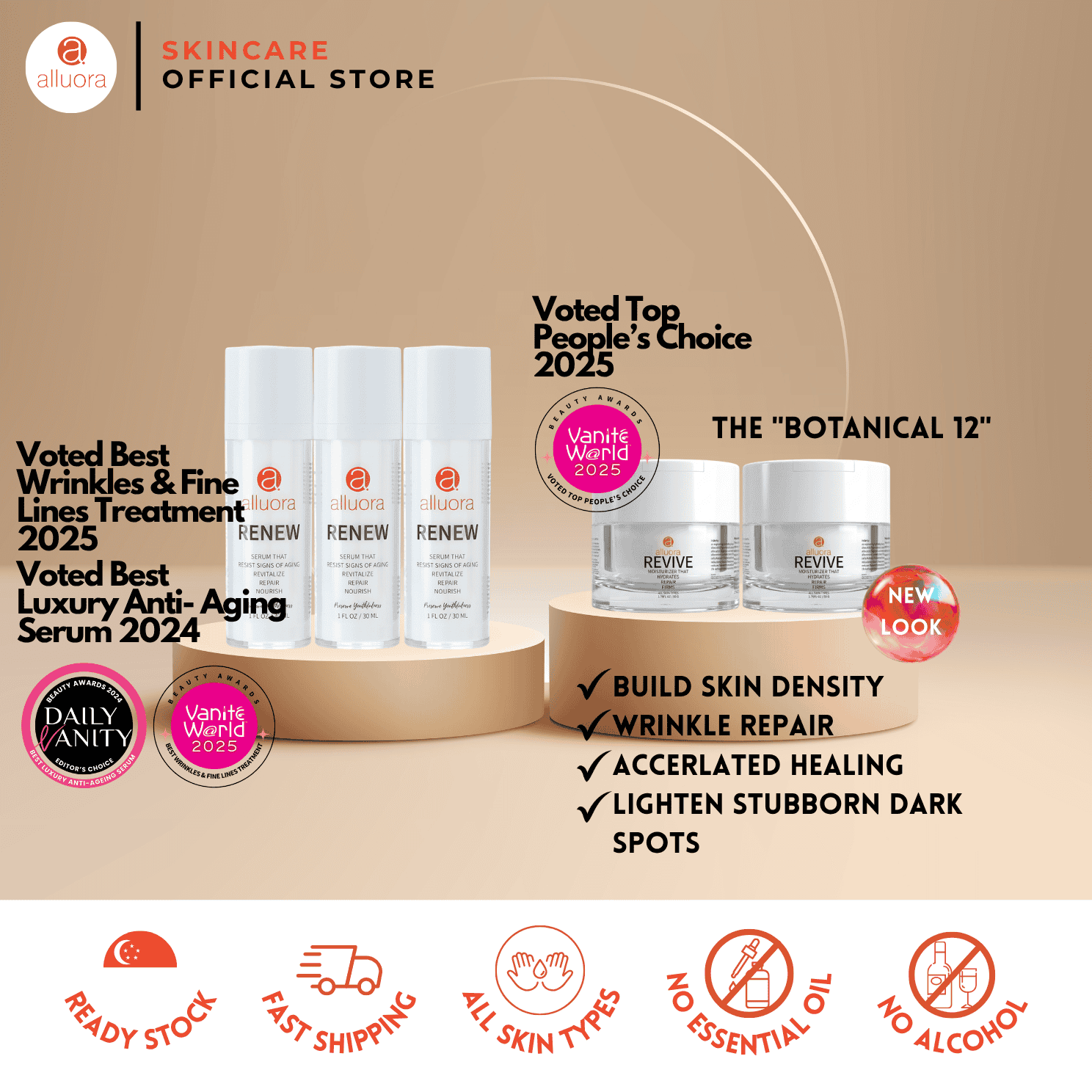 Alluora skincare products for radiant, youthful skin.