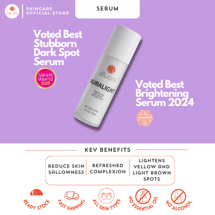 Dark Spots Serum for post-acne marks by Alluora AuraLight Serum with Tranexamic Acid and Alpha Arbutin for brighter skin