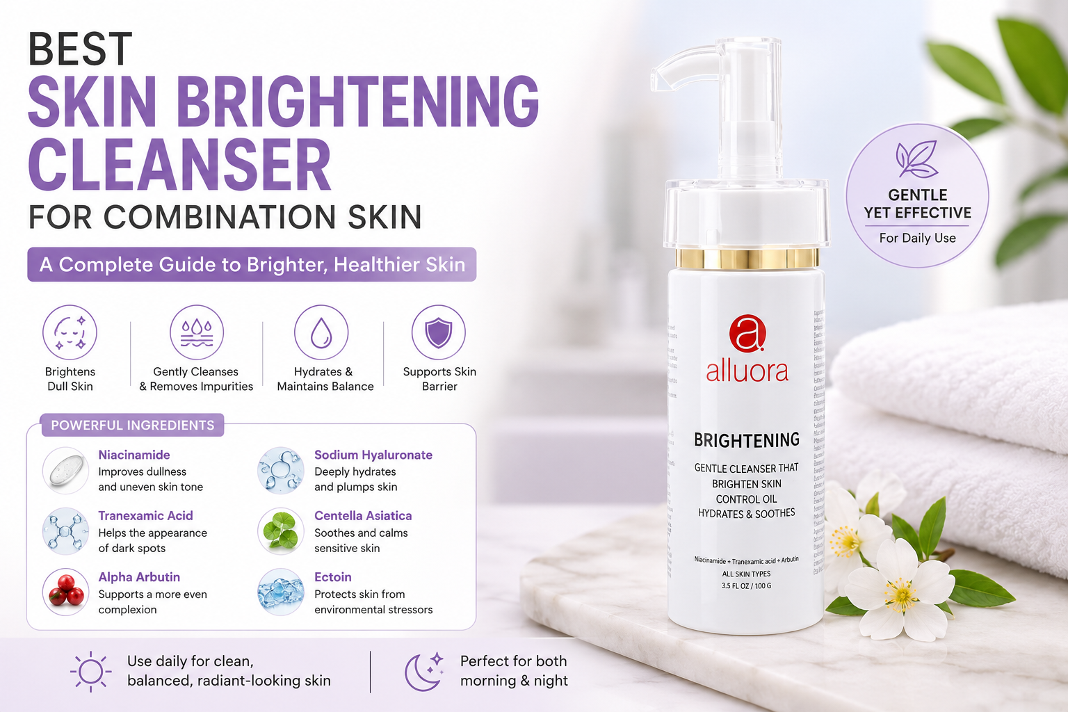 Best skin brightening cleanser for combination skin skincare routine