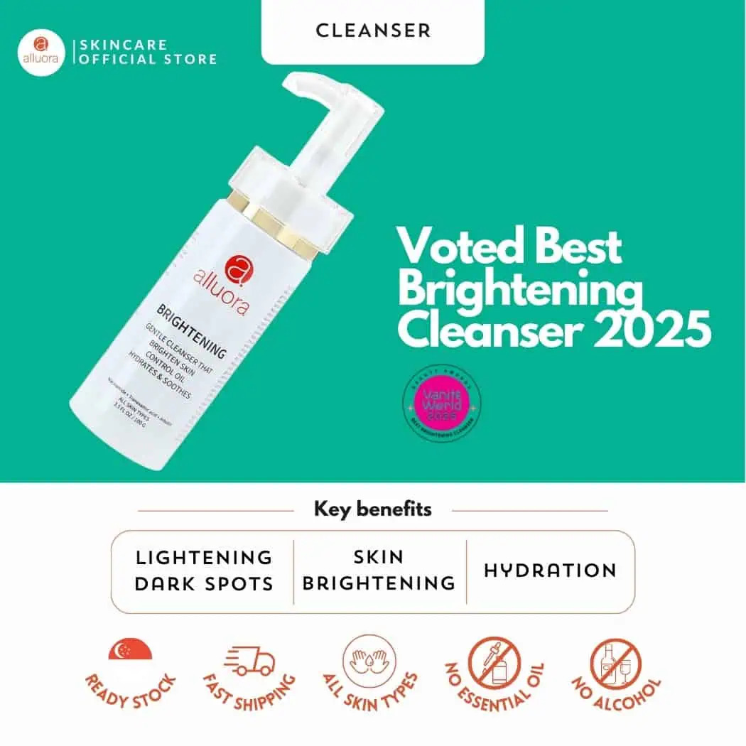 Brightening cleanser for combination skin with niacinamide and tranexamic acid by Alluora Singapore