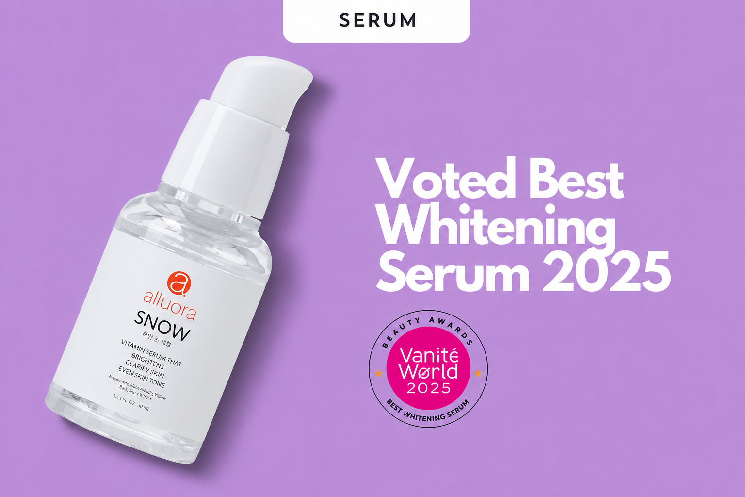 Alluora Snow Serum for dark spots, post-acne marks and uneven-looking skin in Singapore