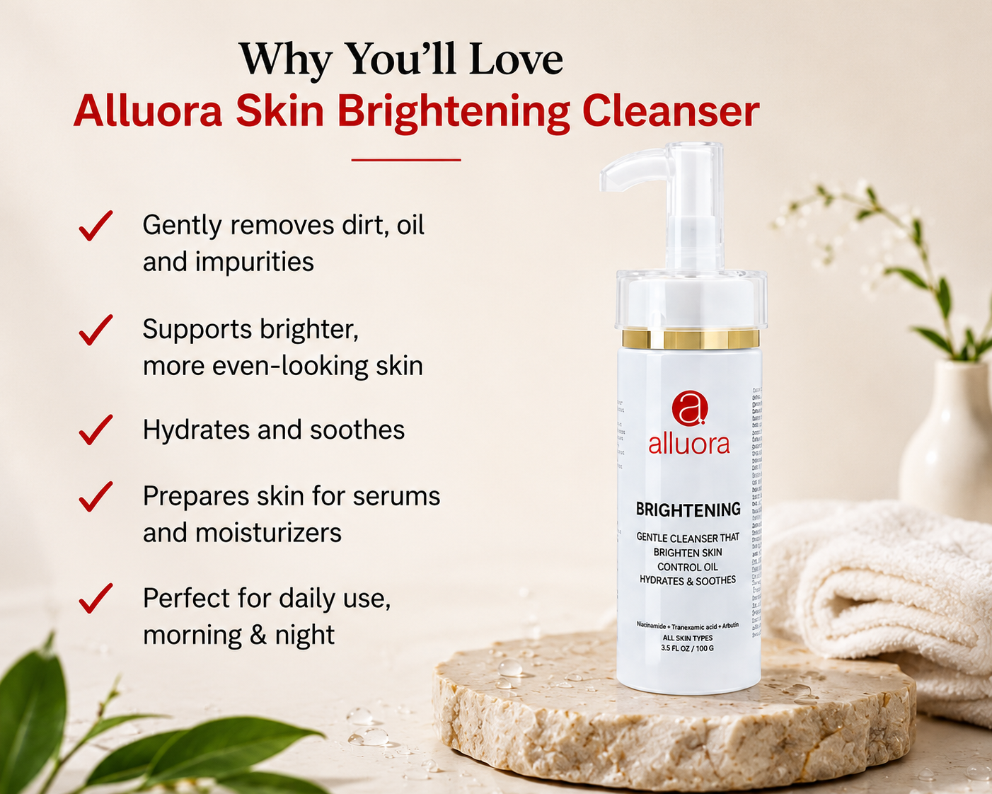 Best dark spots cleanser by Alluora for brighter and healthier-looking skin