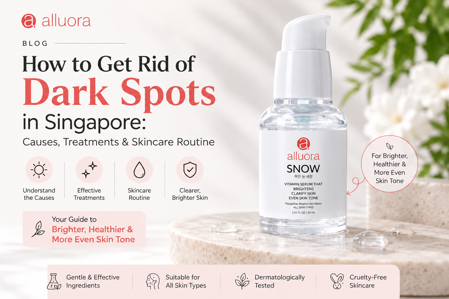 Alluora Snow Serum for dark spots and uneven skin tone in Singapore