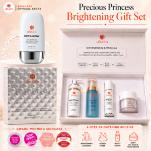 Alluora Glow Bundle — Precious Princess Brightening Gift Set + Truffle Diamond Mask + Dew & Glow Sunscreen