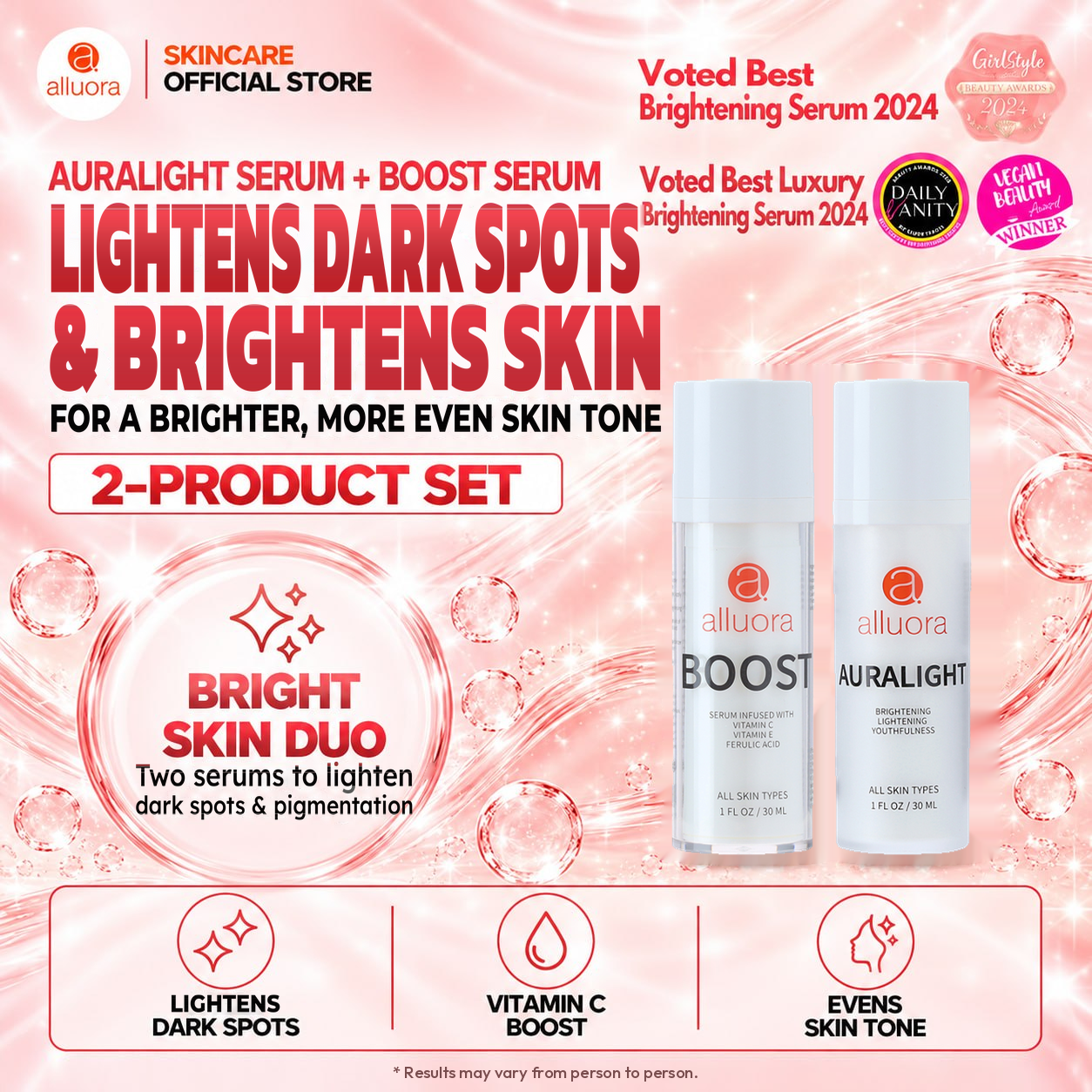 Alluora Auralight Serum + Boost Serum 2-Product Set