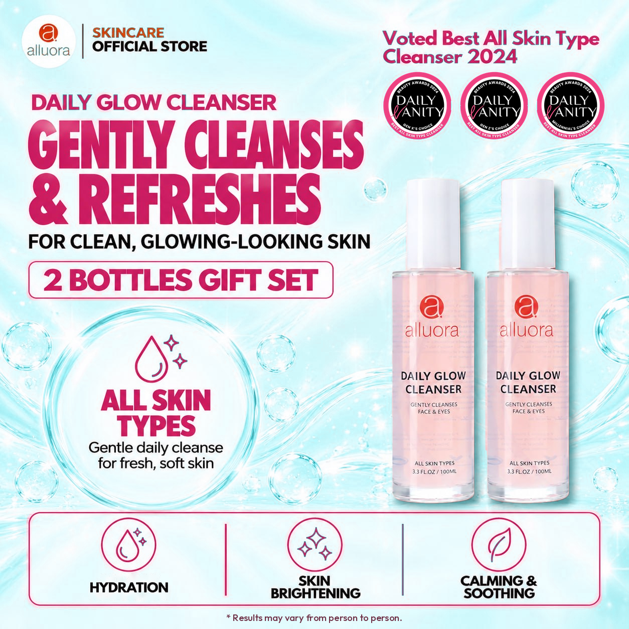 Alluora Daily Glow Cleanser 2 Bottles Gift Set