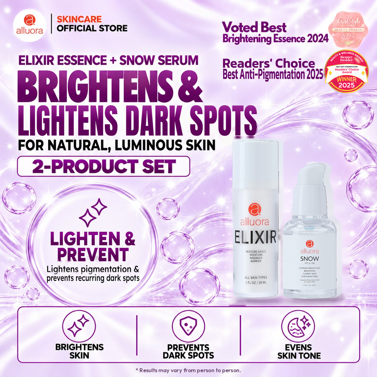 Alluora Elixir Essence + Snow Serum 2-Product Set