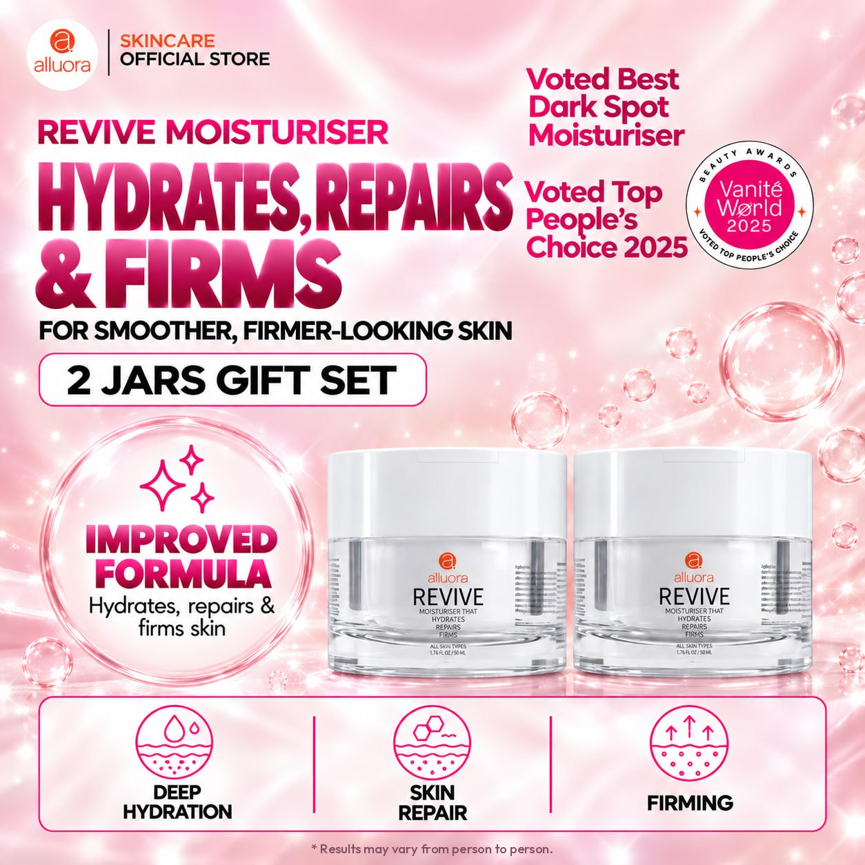 Alluora Revive Moisturiser 2 Bottles Gift Set