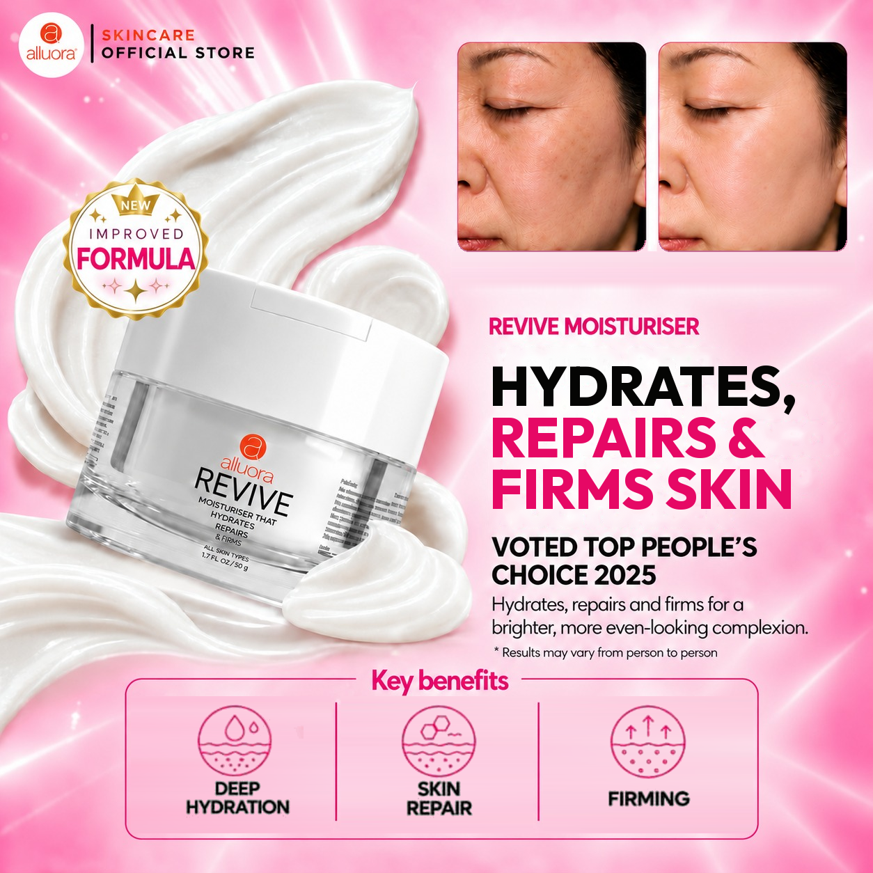 Alluora Revive Moisturiser - Hydrates, Repairs & Firms