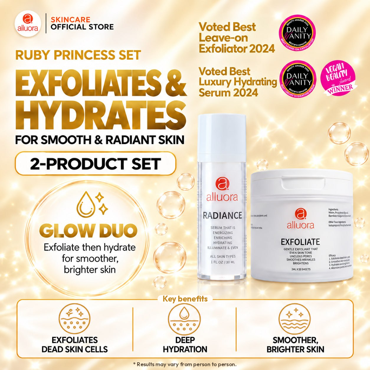 Alluora Ruby Princess Set - Radiance & Exfoliate